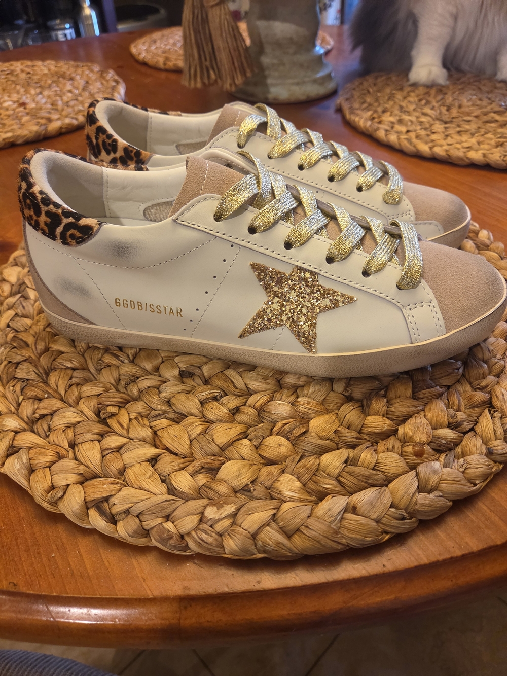 GGDB Superstar with Gold Glitter Star & Leopard Heel